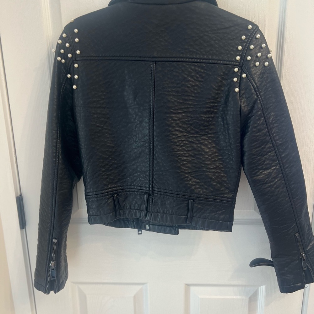 Joe’s Jeans leather Moto Jacket w/ pearls - Picture 5 of 7